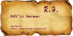 Rácz Herman névjegykártya