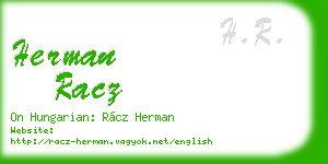 herman racz business card
