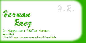 herman racz business card